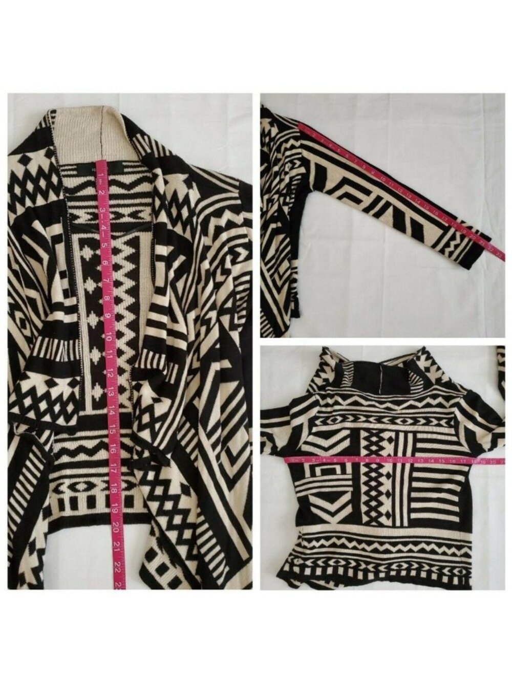 Forever 21 Women's Aztec Geometric Print Open Front Cardigan Sweater‎ Size Small - Picture 8 of 11
